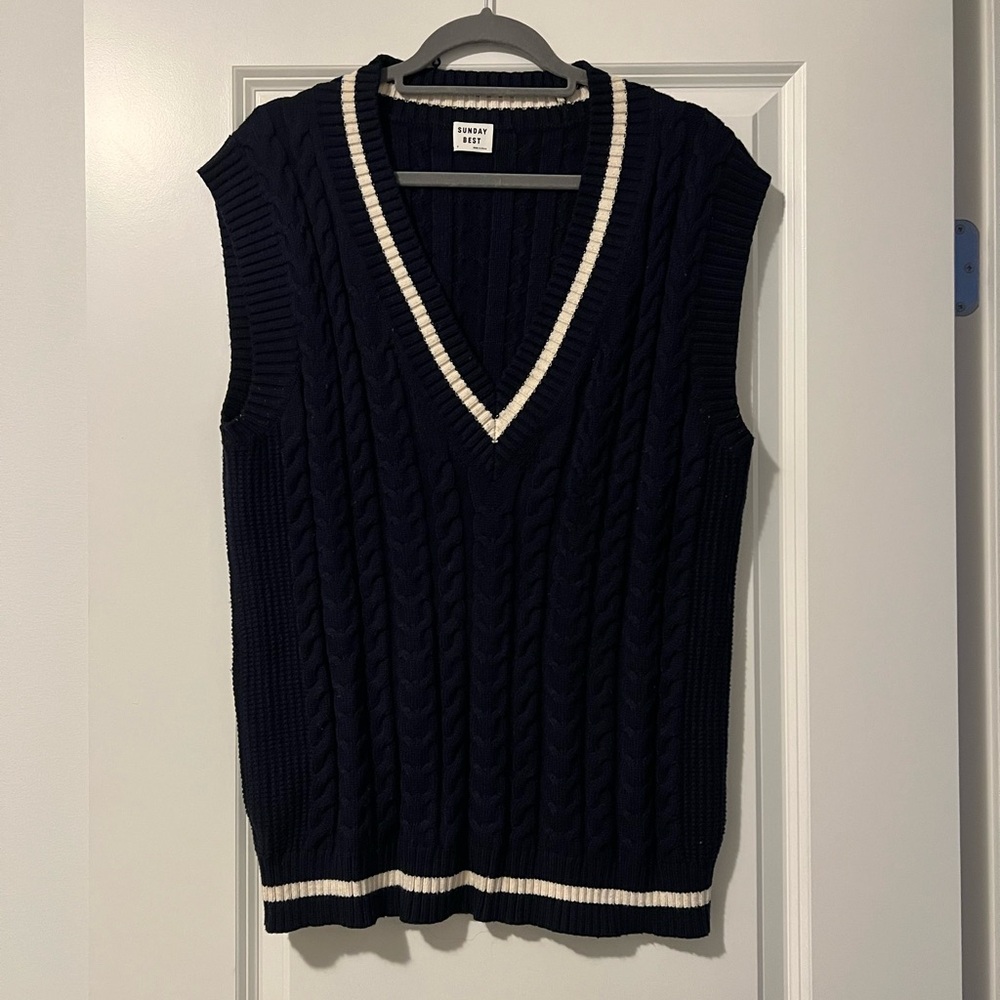 Sunday Best Navy Cable Knit Sweater Vest